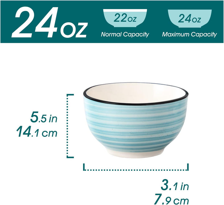 vancasso Suppenschalen, bonbon grosse Schalen Set aus Steinzeug, 6er Salatschalen, Füllmenge 720 ml,