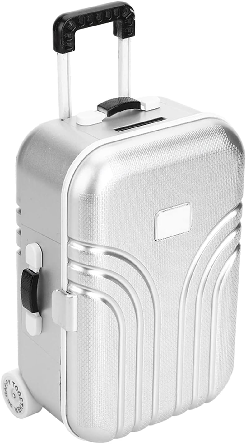 Wakects Reisekoffer für Puppen, Trolley in Mini-Grösse mit Rollkoffer, offen und geschlossen, silber
