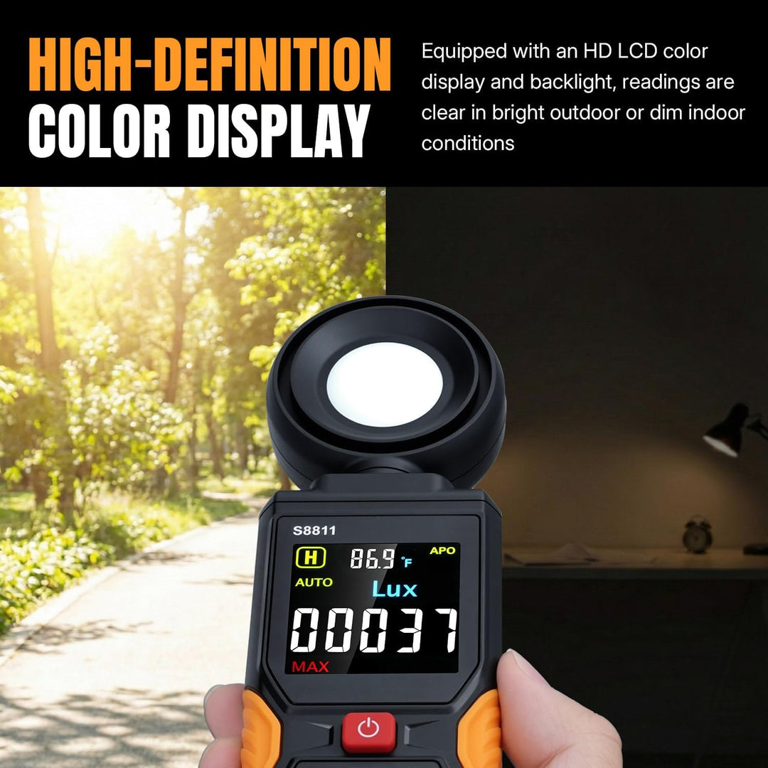 Mcbazel Digitales Luxmeter, Hochpräziser Belichtungsmesser Tragbare Photometer 200.000 Lux/FC mit 27