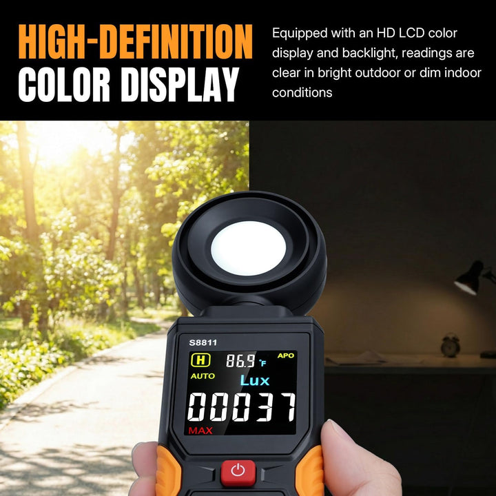 Mcbazel Digitales Luxmeter, Hochpräziser Belichtungsmesser Tragbare Photometer 200.000 Lux/FC mit 27