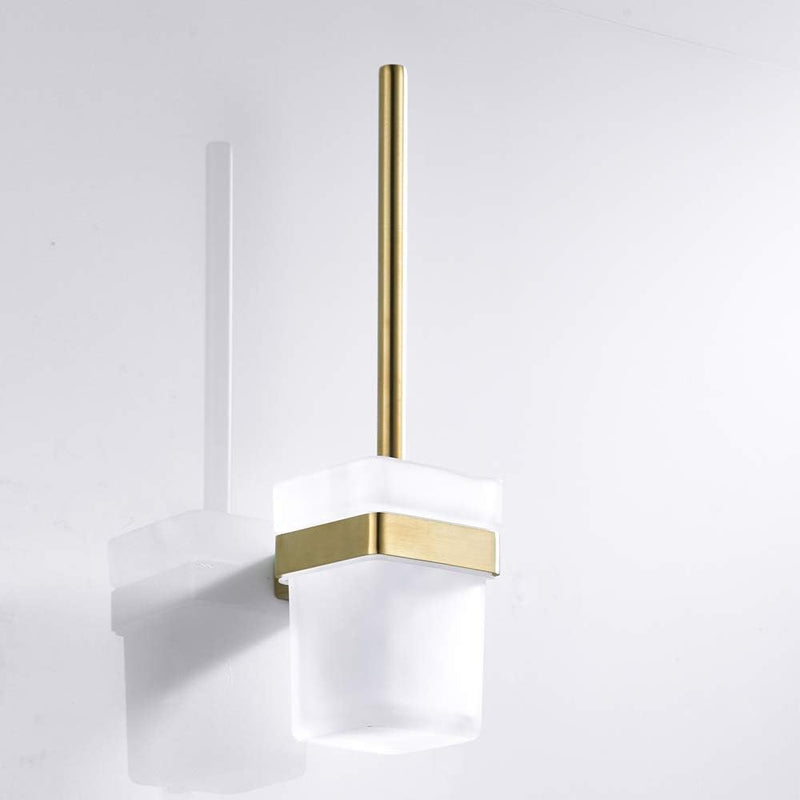 WOMAO Toilettenbürste Gold Edelstahl Wandmontage klobürste Silikon Toilettenbürstenhalter Gebürstet