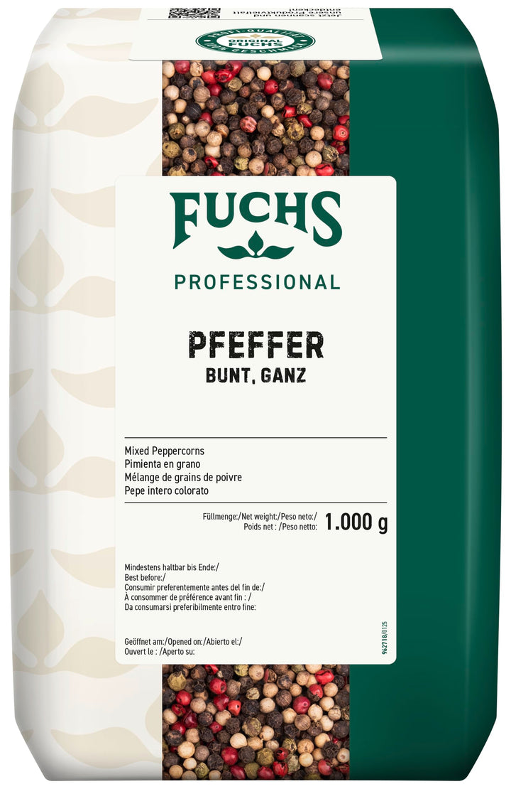 Fuchs Professional - Bunter Pfeffer ganz | Ungemahlenes Universalgewürz, zum Nachfüllen von Pfefferm