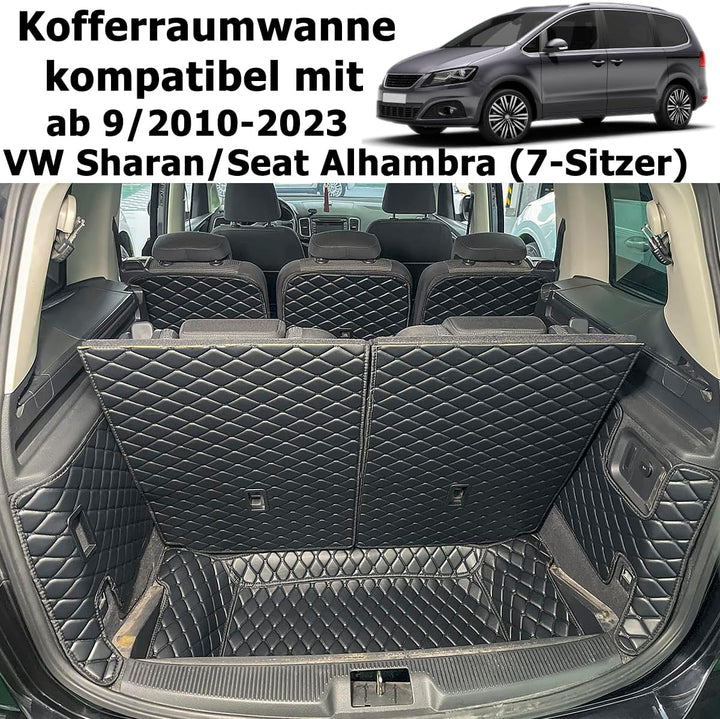 Kofferraumwanne kompatibel mit VW Sharan/Seat Alhambra ab 9/2010-2023 (6/7-Sitzer) Kofferraummatte K