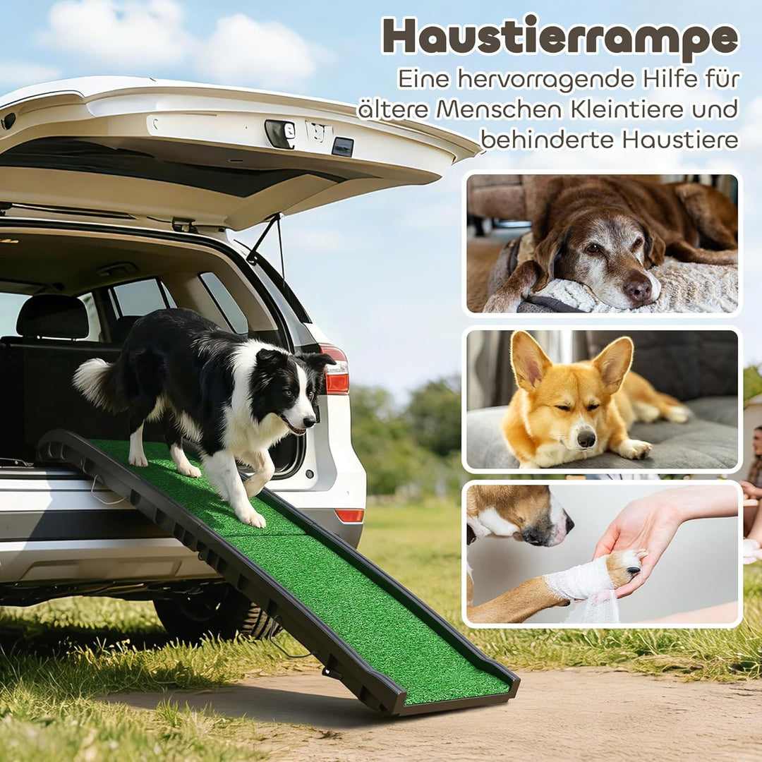 PawHut Hunderampe klappbar Hundetreppe Auto & SUV rutschfest Einstiegshilfe für Kofferraum, 155x38,5