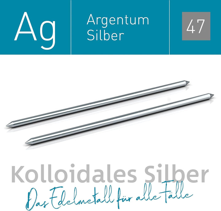 Colloimed Silber-Elektroden XL 1 Paar 2mm x 140mm für Colloidmaster CM1000 (Ag 2x140mm) Silber 2x140