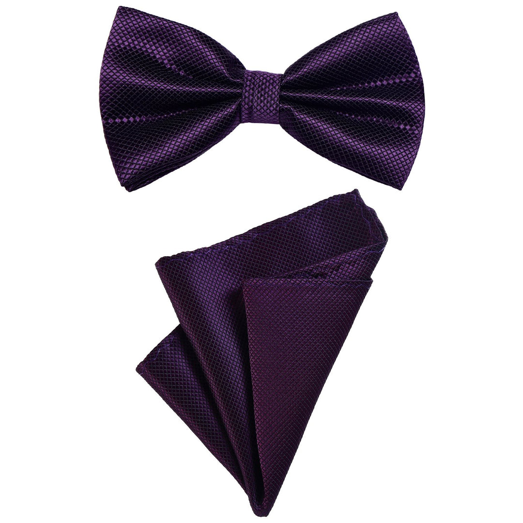 DonDon Herren Fliege und Einstecktuch gebunden und grössenverstellbar Aubergine, Aubergine