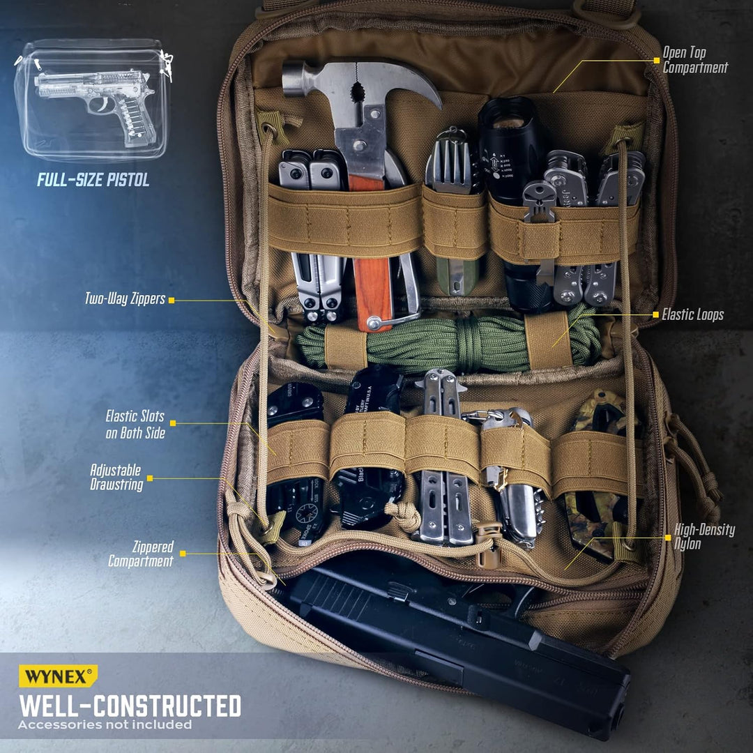 WYNEX Tactical Large Admin Pouch im Double Layer Design, Molle EDC EMT Utility Pouch mit Map Sleeve