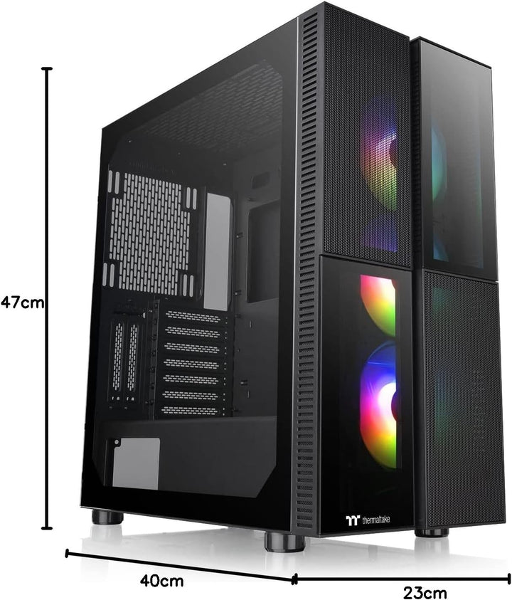 Thermaltake Versa T26 ARGB Black Mid-Tower-ATX-PC-Gehäuse Gehärtetes 4mm Glasseitenteil ATX Schwarz,