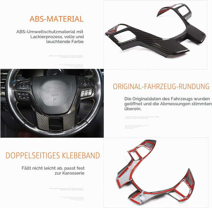 DIYUCAR Kohlefaser-Farbe Auto Lenkrad Dekoration Abdeckung Trim Rahmen Aufkleber für Ford Ranger Wil