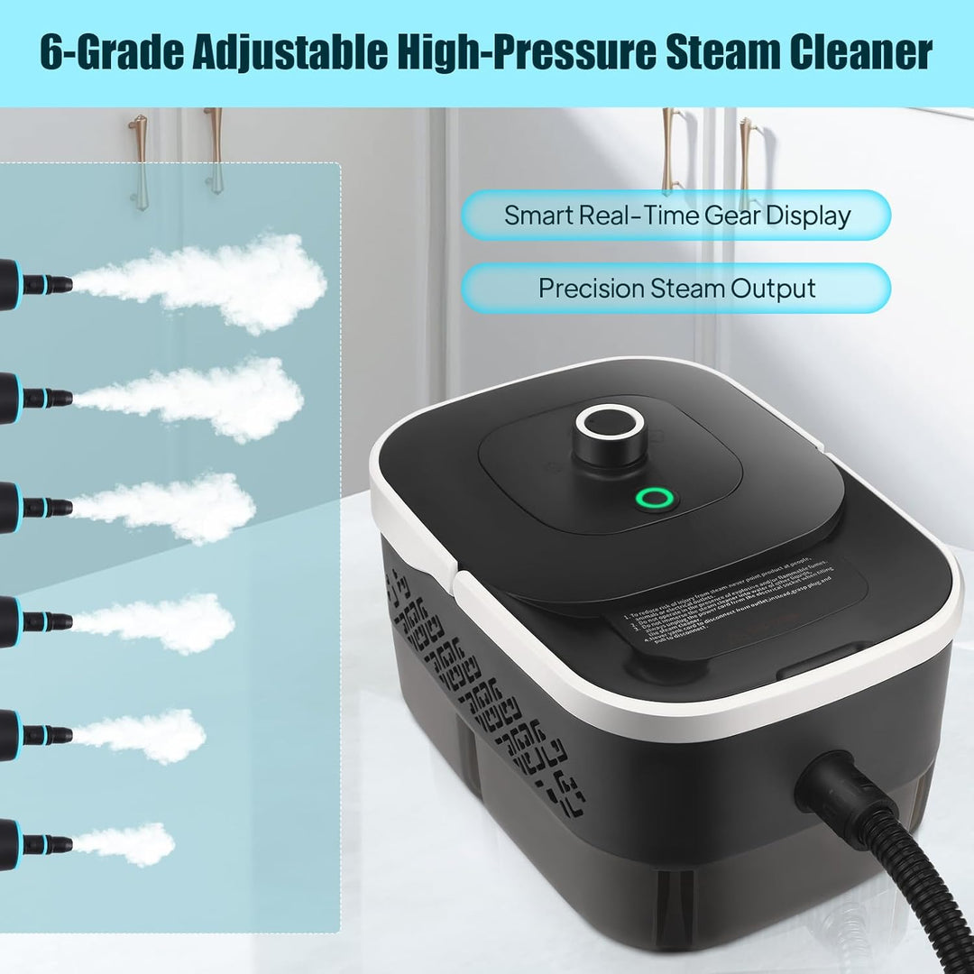 Dampfreiniger Handgerät 2500W, 4.5 Bar Hochdruck & 15s Aufheizung, 1250ml Wassertank, 9 Zubehör für