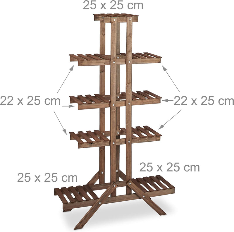 Relaxdays Blumentreppe 5 Ebenen, Aus Holz, Blumenständer für Innen, Mehrstöckig, HBT: 142,5 x 83 x 2