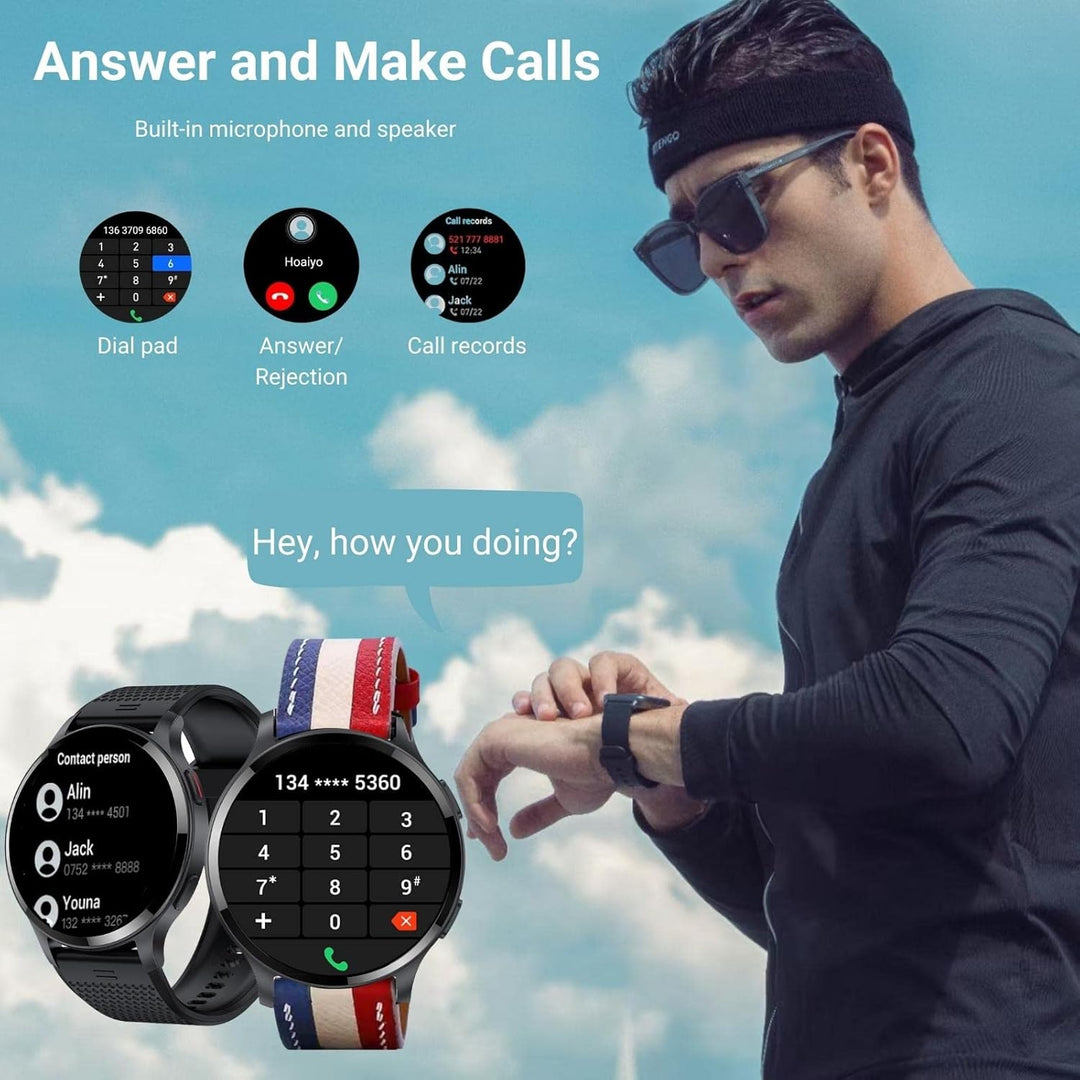 HOAIYO Smartwatch Herren Damen mit Telefonfunktion, 1.5" Fitnessuhr Armbanduhren Sportuhr mit Pulsme