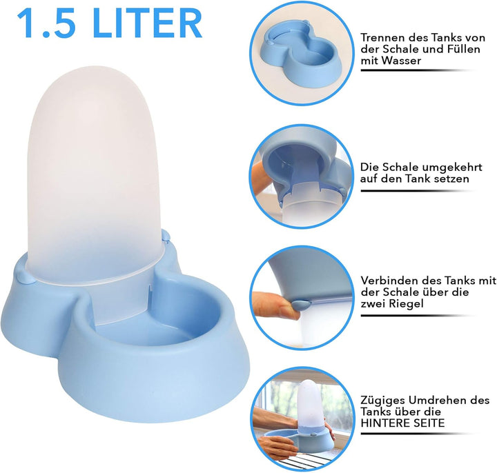 Extra einfacher Futterspender Trockenfutter Wasserspender 1,5 L Katzen Hunde Welpen Kitten 2 in 1 |