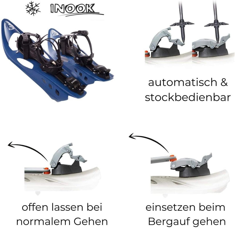 Inook AXM Schneeschuhe I Schneeschuhe mit Steighilfe I EU 36-47 I Schneeschuh Set mit praktischer Sc