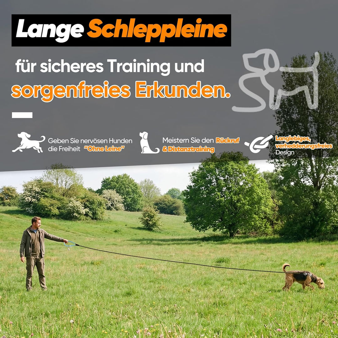 Aystkniet Schleppleine für Hunde, 5M 10M 15M 20M 30M Lange schleppleine mit 2 Wirbelhaken, Trainings