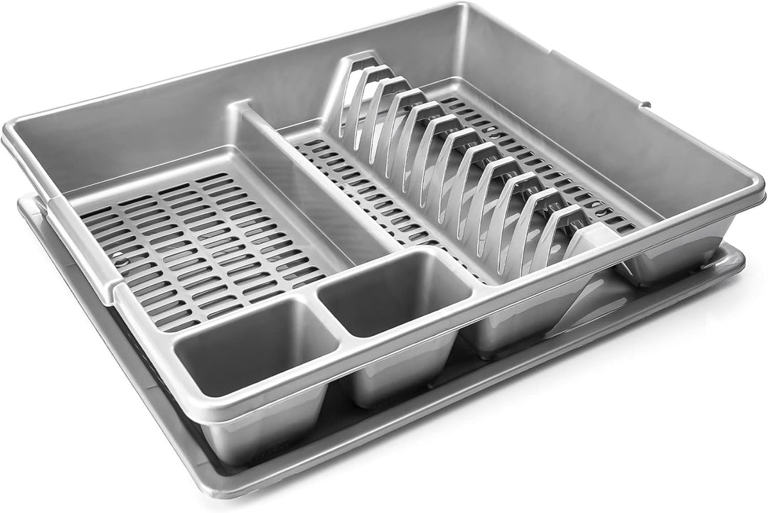 BigDean Abtropfgestell Geschirr Abtropfgitter Schale grau 48x39x9,5cm (LxBxH) Geschirrkorb Abtropfko