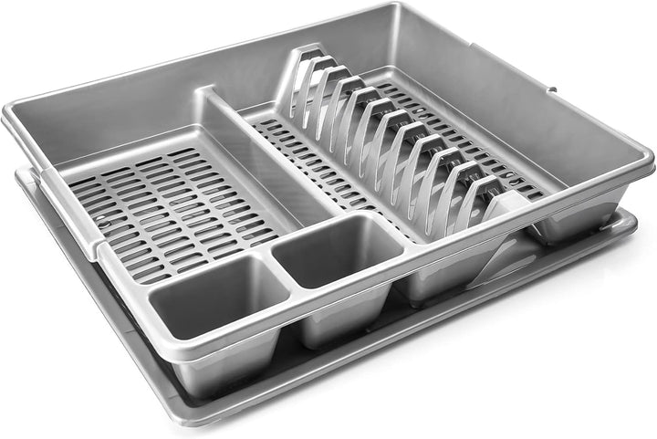 BigDean Abtropfgestell Geschirr Abtropfgitter Schale grau 48x39x9,5cm (LxBxH) Geschirrkorb Abtropfko