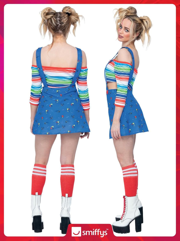 Smiffys Offiziell lizenziertes Chucky-Kostüm, Damen, mehrfarbig Small (UK 8-10), Small (UK 8-10)