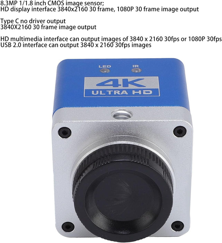 4K HD -Mikroskop Industrielle Kamera 8.3MP 3840x2160 Auflösung 1/1.8 Sensor HD -Anzeige Grenzflächen