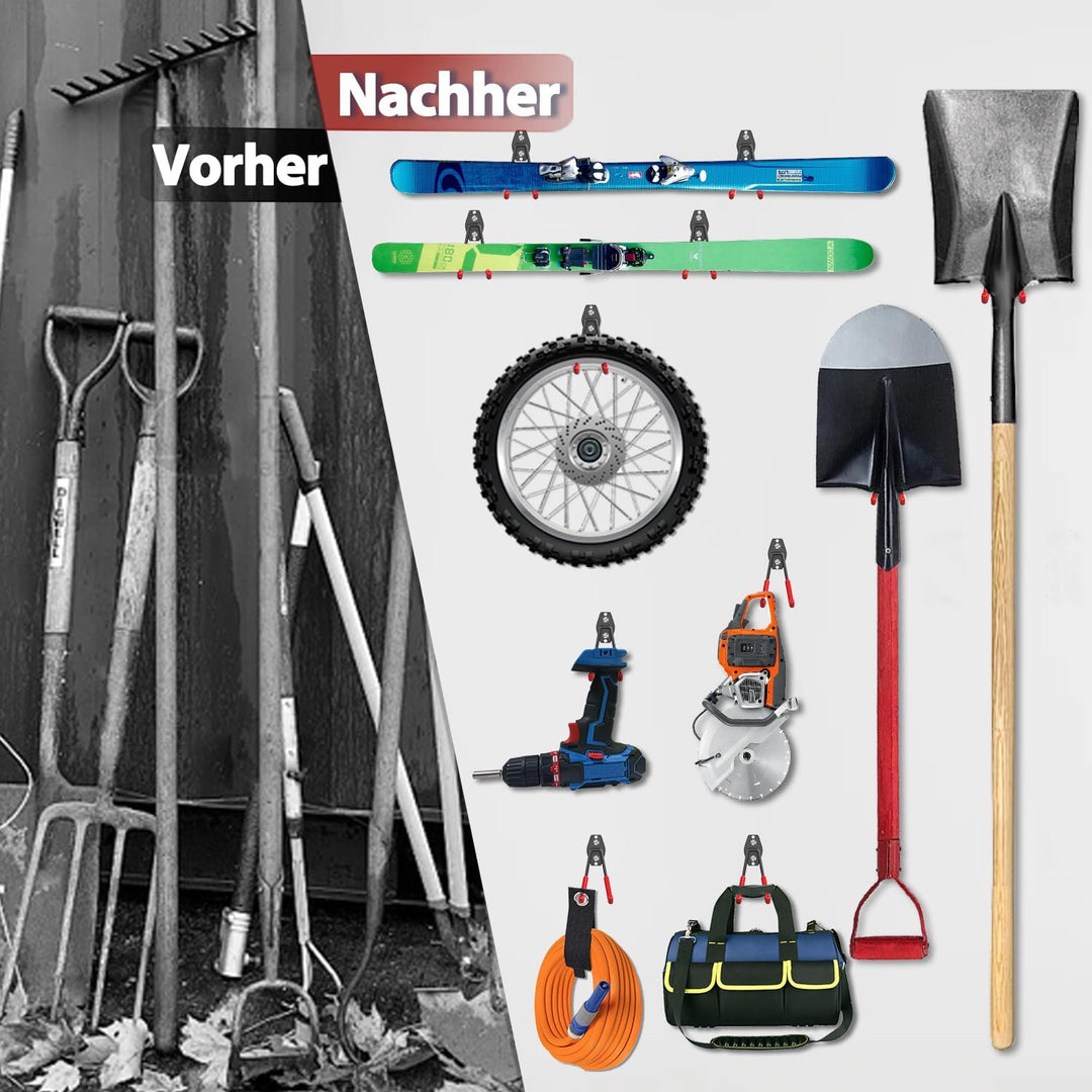 3-H 14 Stück Wandhaken Garage Haken Schwerlast Doppelhaken Multi Grösse Garage Storage Hooks für Lei
