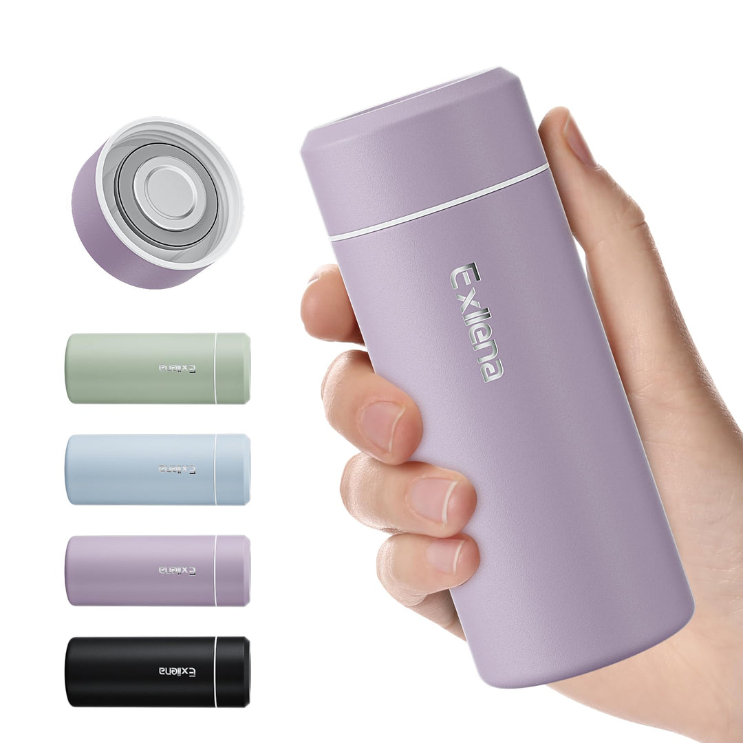 【Upgrade-Version】Exllena Mini Thermosflasche 250ml mit Edelstahl-Deckel, Trinkflasche Klein Doppelwa