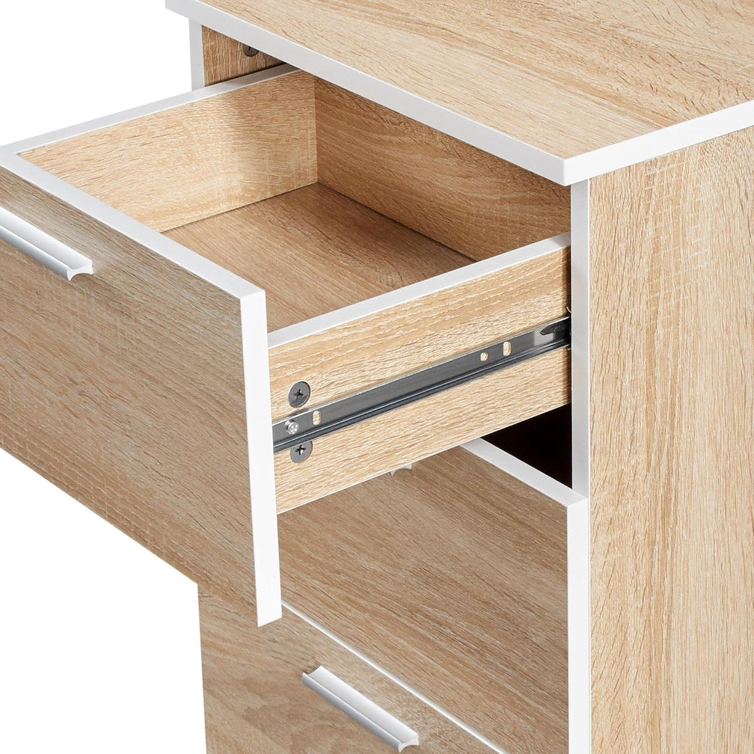 Yaheetech 2er Set Nachttisch Nachtschrank 3 Schubladen Nachtkommode mit Metallgriffe 60cm hoch Beist