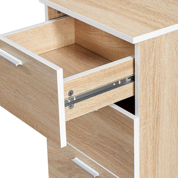 Yaheetech 2er Set Nachttisch Nachtschrank 3 Schubladen Nachtkommode mit Metallgriffe 60cm hoch Beist