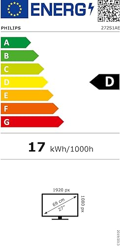 Philips 272S1AE - 27 Zoll FHD Monitor, höhenverstellbar (1920x1080, 75 Hz, VGA, DVI, HDMI, DisplayPo