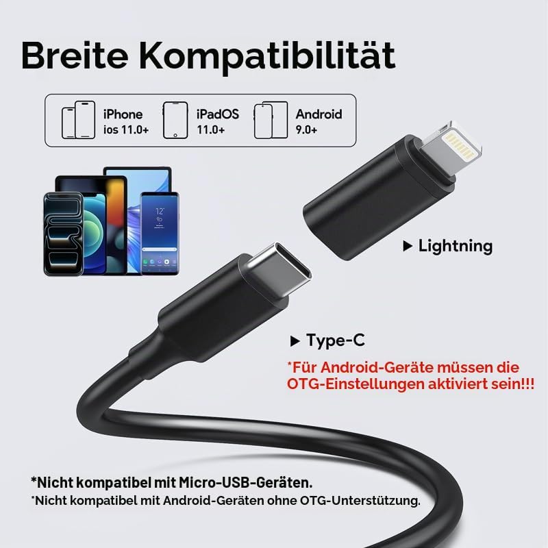 DEPSTECH 2K Endoskopkamera mit Licht: 2560P QHD dual Lens Inspektionskamera, Endoskop mit 5 m Schlan