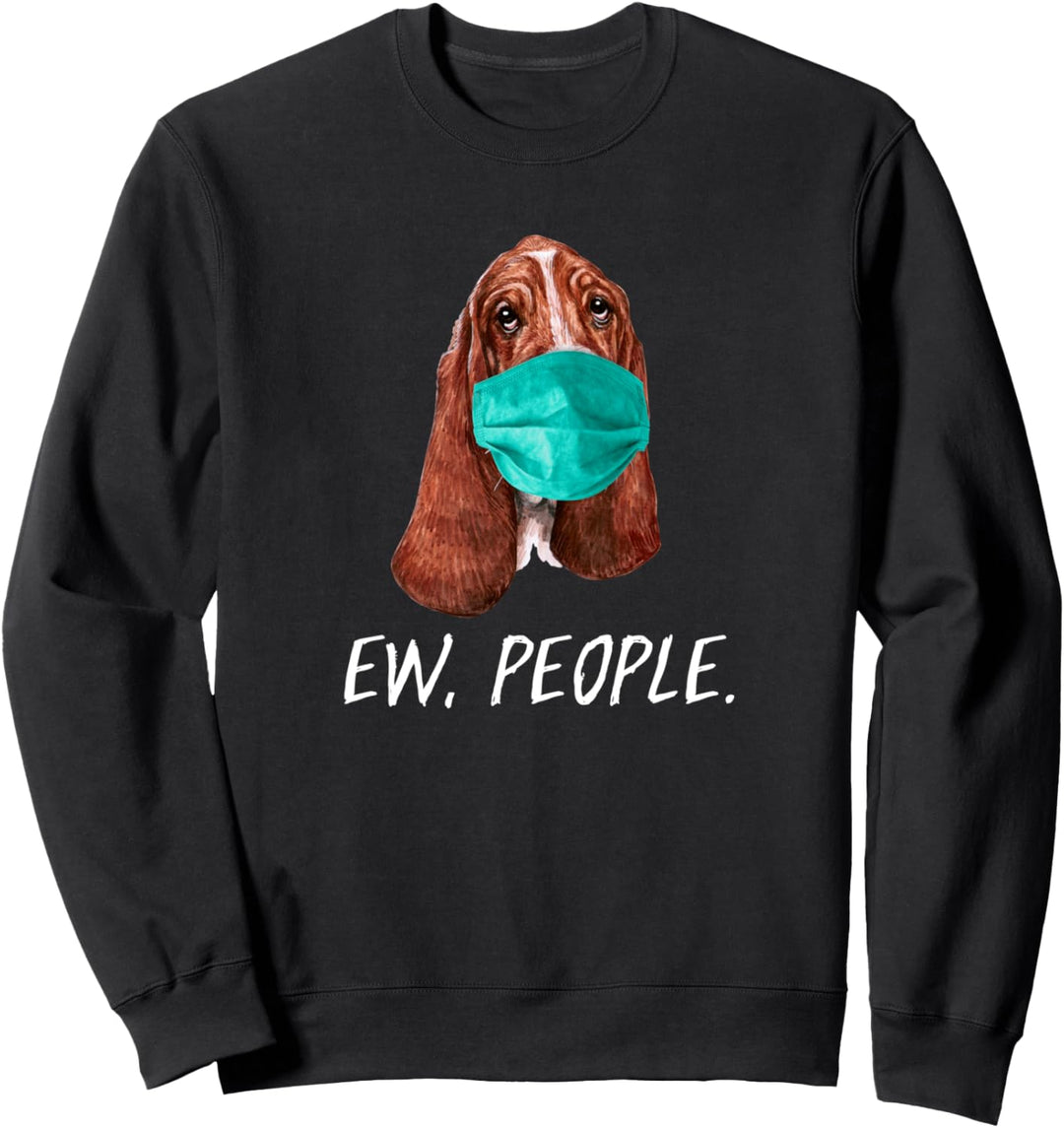 BASSET HOUND mit Gesichtsmaske Mundschutz Hund EW PEOPLE Sweatshirt