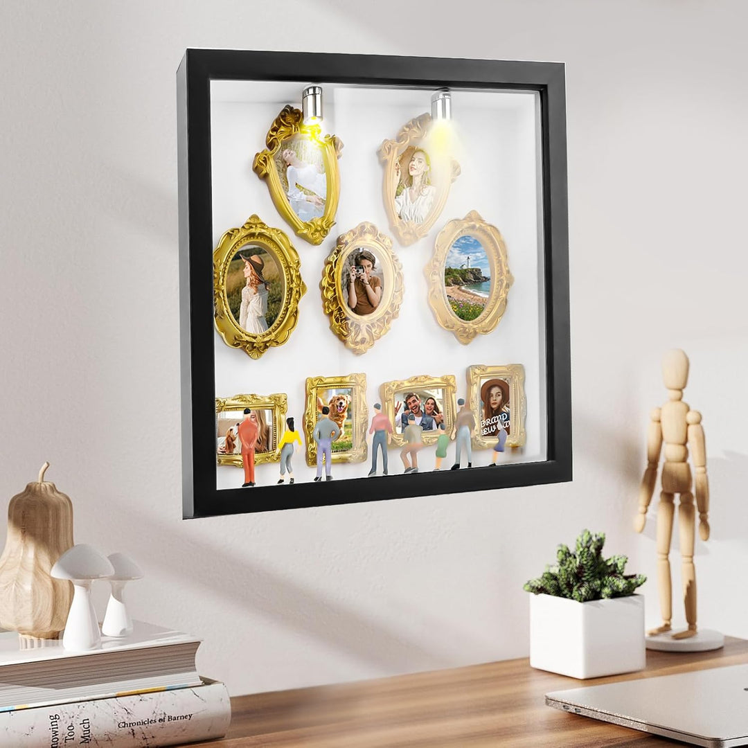 DIY Mini Gold Rahmen Silhouette Box, Upgrade Shadow Box Rahmen Set mit Gold Miniatur Museum, Feiern