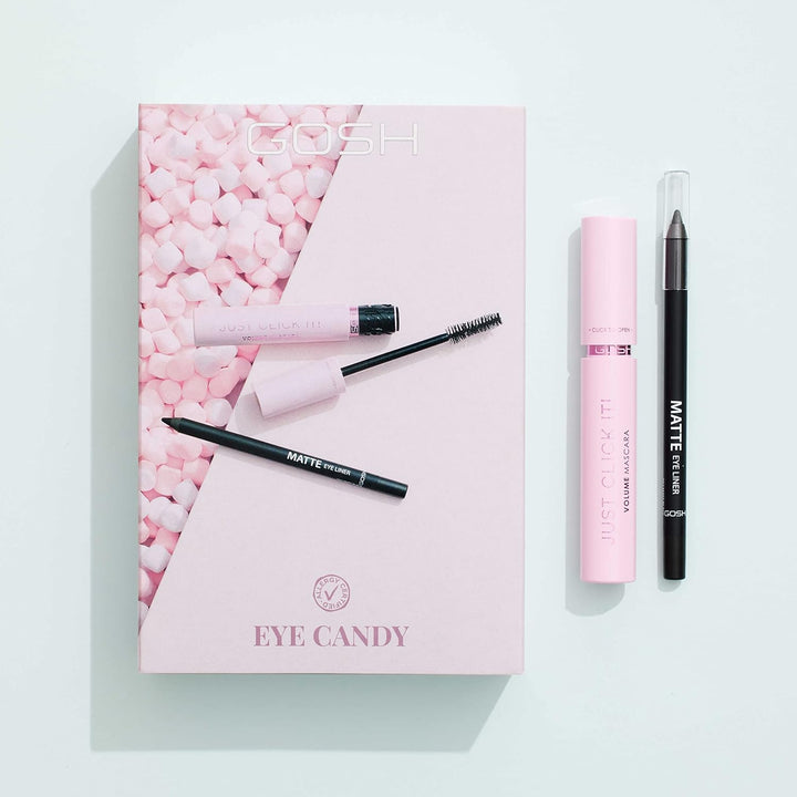 GOSH Wimperntusche & Eyeliner Geschenkset EYECANDY 2-teilig I wasserfeste Mascara für extra Länge &