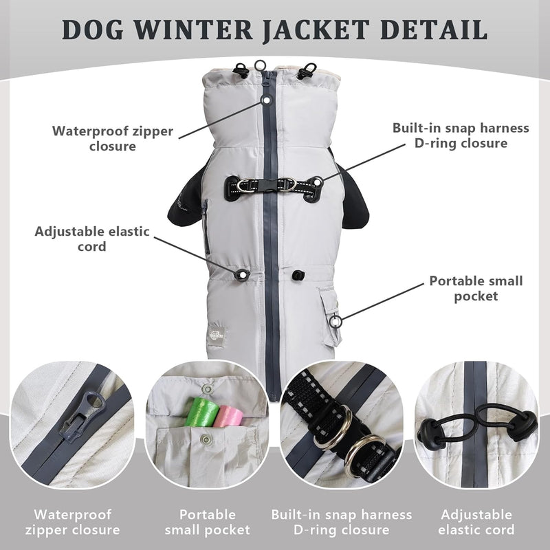 Winter Hundemantel mit Geschirrschnalle, Winddichte wasserdichte Hundefleecejacke, Weicher Fleece Pu