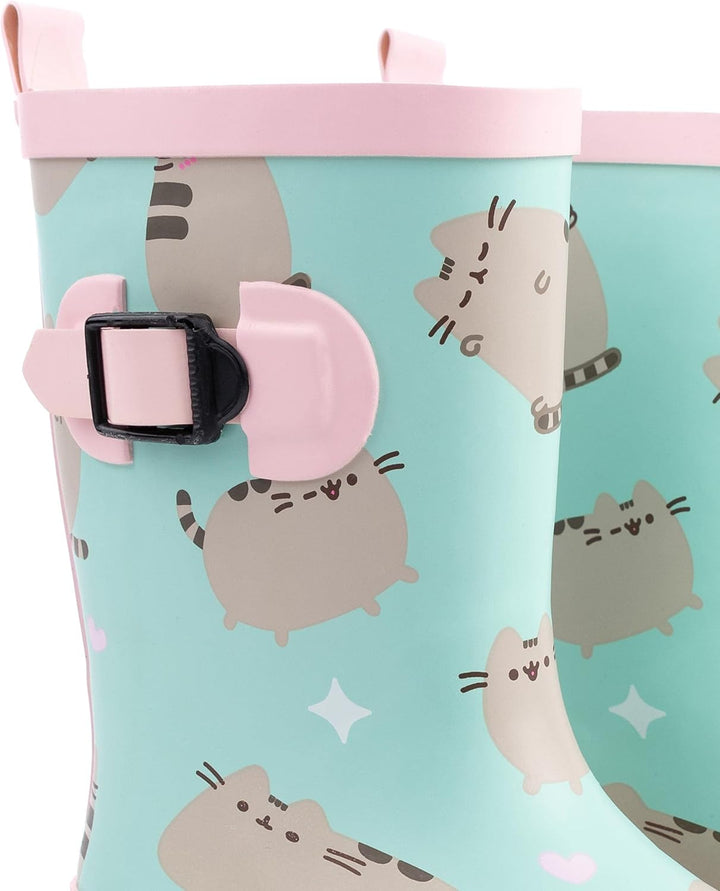 Pusheen The Cat Wellies Girls | Kinder Rosa Minze Grün Cartoon Katze Herzen Wellington Stiefel | Was