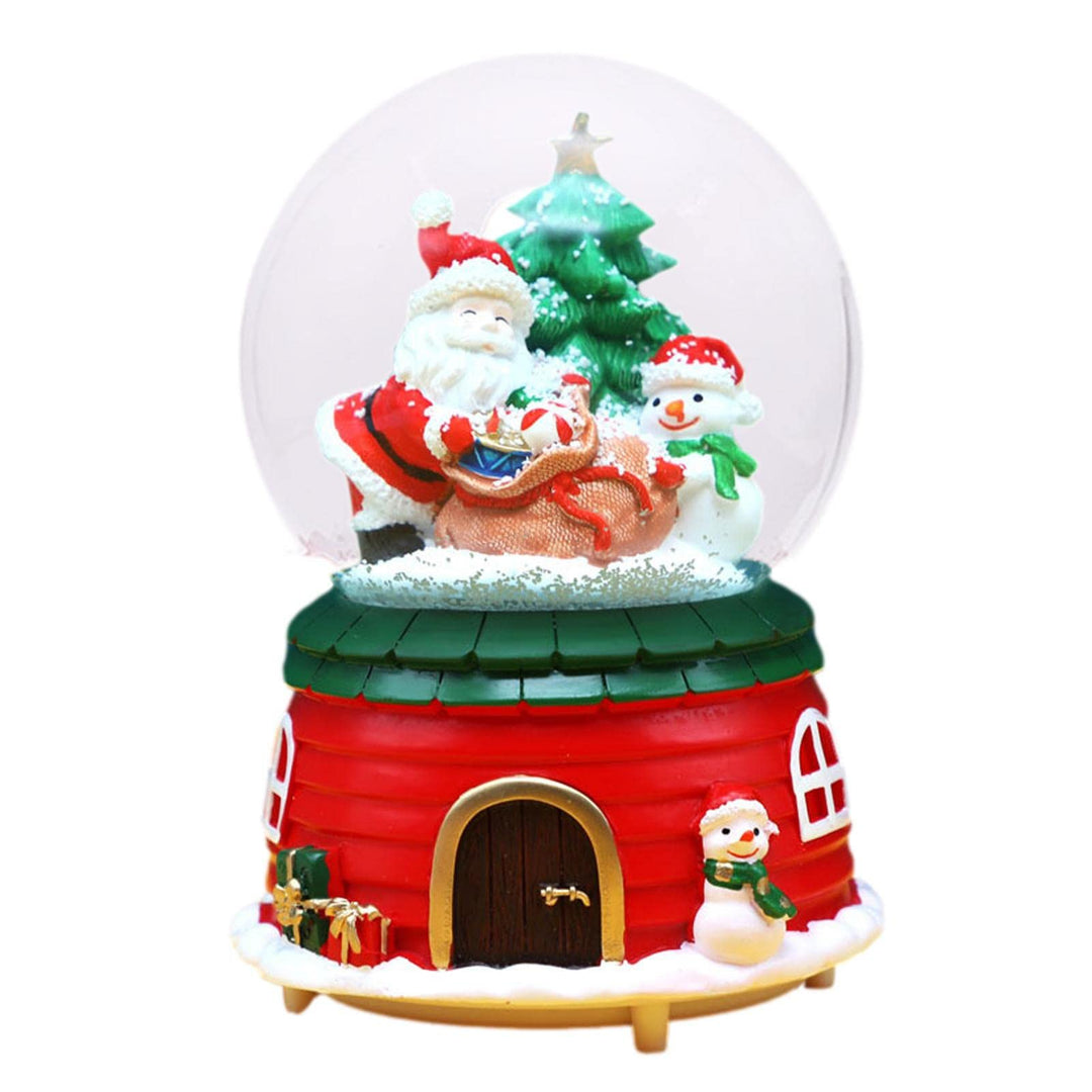 Schneekugel Weihnachten Mit Spieluhr, Weihnachtsmann-Schnee-Häuser Spieluhr - Farbwechsel, Batterieb