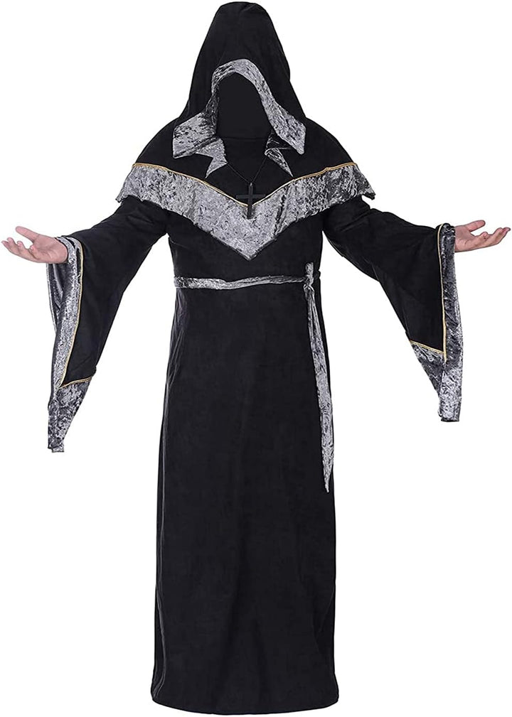 Mystische Zauberer Robe Halloween Cosplay Kostüme für Männer, Erwachsene Mittelalter Uniform Vintage