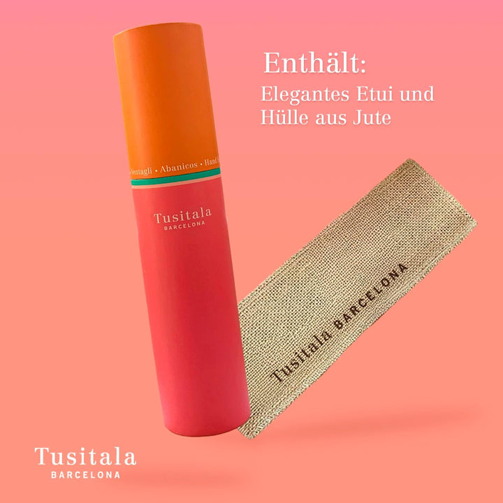 Tusitala Barcelona Venus Handfächer – Aus Holz und Baumwolle - 100% spanisches Handwerk - Inklusive