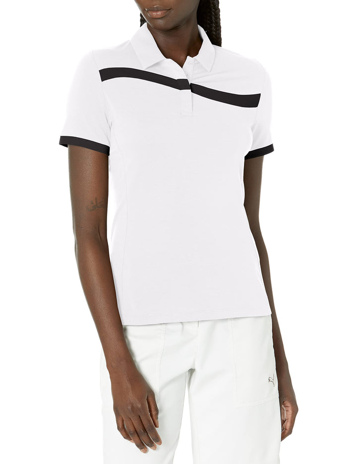 Callaway Damen Swingtech Asymmetrisches Golf-Poloshirt, Kurzärmelig Golfshirt M Weiss Glänzend, M We
