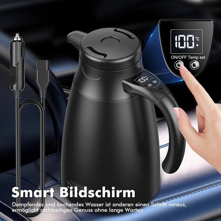 12v - 24v Wasserkocher für Auto, 1,2 Liter Elektrischer Mobiler Wasserkocher Edelstahl mit 12/24 Vol