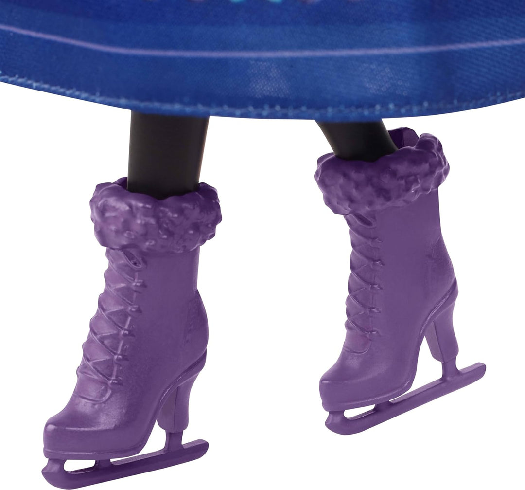 Disney Die Eiskönigin Anna-Modepuppe mit Zubehör, Eisläuferin-Look mit abnehmbarem Kleid und abnehmb