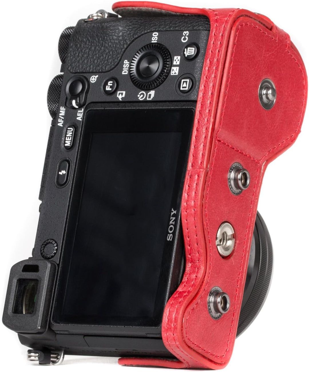 MegaGear Sony Alpha A6500 (16-50 mm) Ever Ready Leder Kamera-Case mit Trageriemen und Batteriezugang