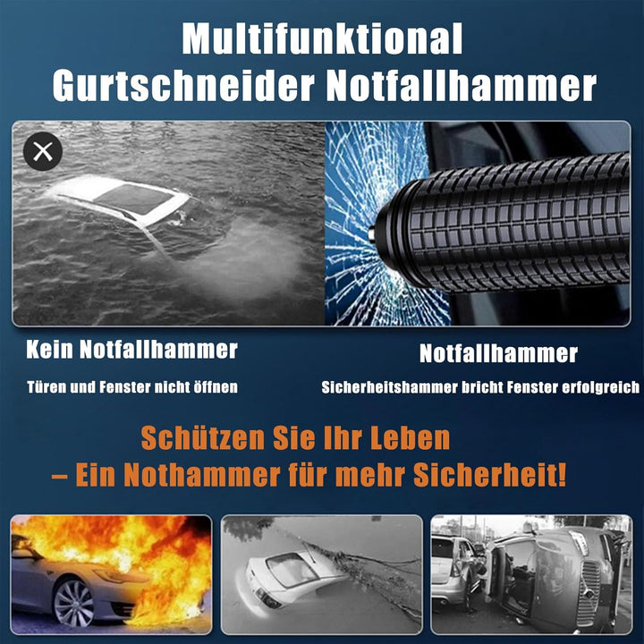 Nothammer Auto mit Gurtschneider, 2 in 1 Gurtschneider Notfallhammer 2 Stück Sicherheitshammer Glasb