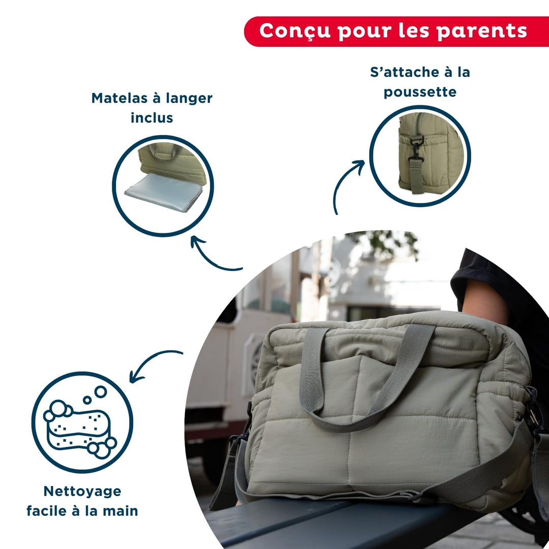 Thermobaby - Wickeltasche, gesteppt, Plumea – Tasche für Mutter und Baby – Tasche mit Wickelunterlag