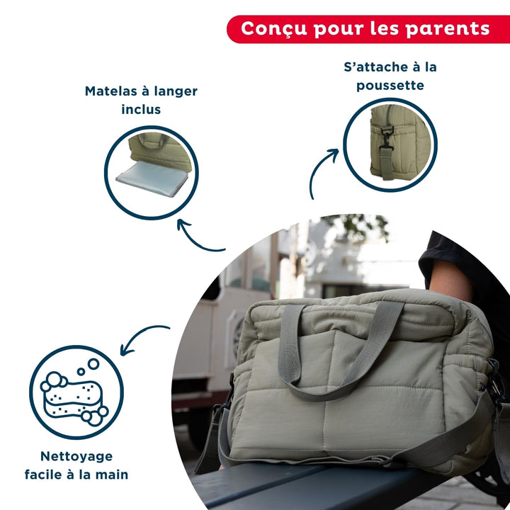 Thermobaby - Wickeltasche, gesteppt, Plumea – Tasche für Mutter und Baby – Tasche mit Wickelunterlag
