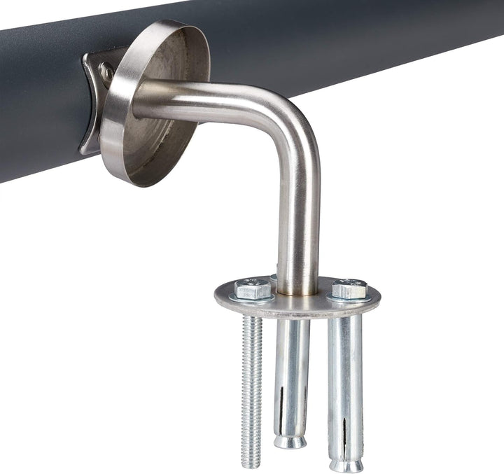 Relaxdays, anthrazit Handlauf Aluminium, rund, Treppengeländer innen & aussen, matt, 150 cm, Ø 42mm,