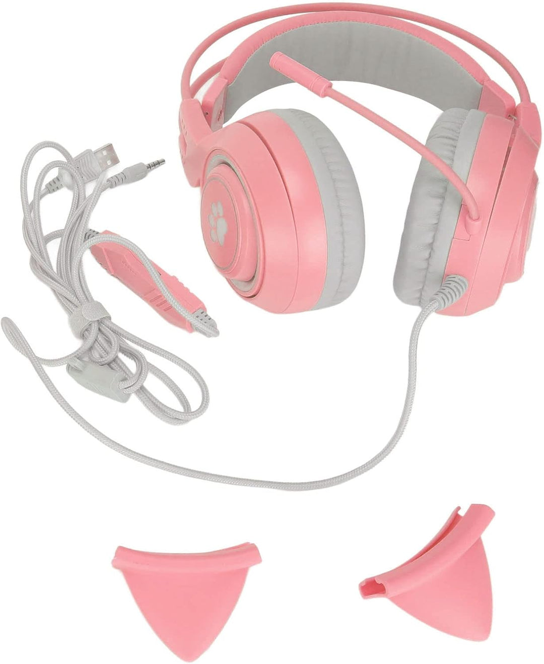Elprico Gaming-Headset, Abnehmbares Katzenohr, USB + 3,5-mm-Stecker, Gaming-Kopfhörer, Unterstützt L