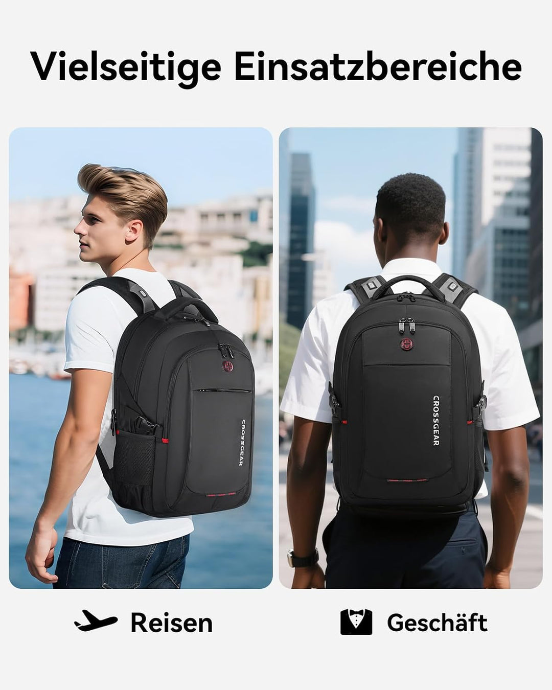 CROSSGEAR 17,3 Zoll Rucksack Herren mit Entlastenden Schultergurten, 30l Laptop Rucksack, Wasserdich