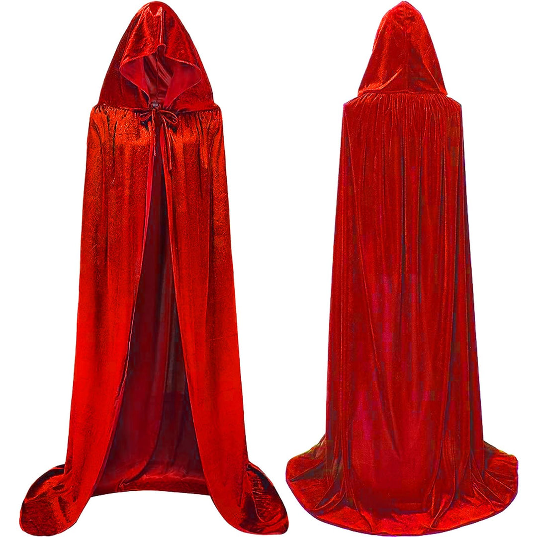 Winwild Roter Samt Umhang mit Kapuze,150CM Halloween Cape Vampir Kostüm Damen Erwachsener für Karnev