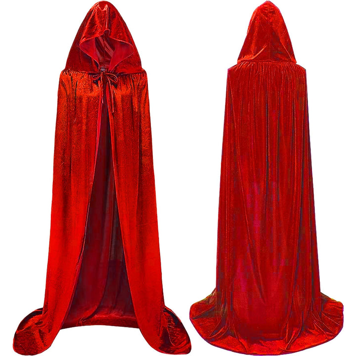 Winwild Roter Samt Umhang mit Kapuze,150CM Halloween Cape Vampir Kostüm Damen Erwachsener für Karnev