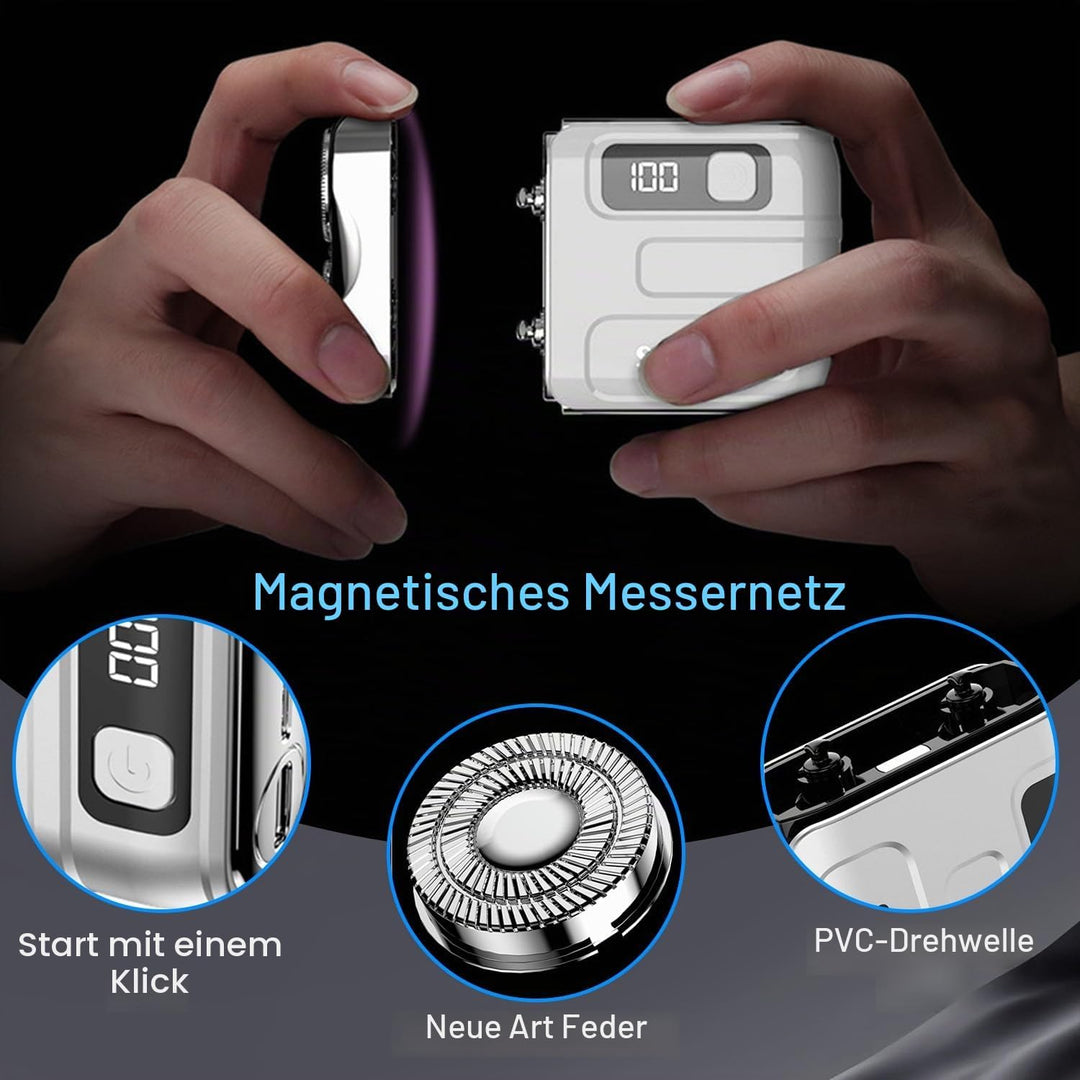 Mini Rasierer Herren Elektrisch, Tragbar Magnetisch Elektrorasierer Herren USB Wiederaufladbare Nass